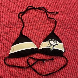 Pittsburgh Penguins Sexy String Bikini Top Swim Women's NWOT GILL Size Small